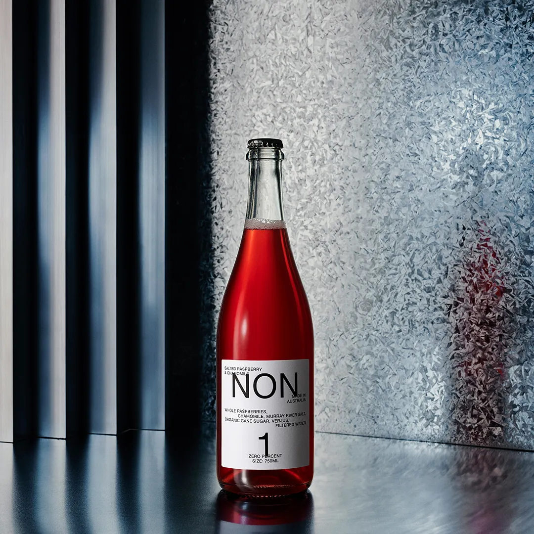 NON1 Salted Raspberry and Chamomile. NON Wine Alternative Non-alcoholic. Gluten-free. Halal. Vegan certified.